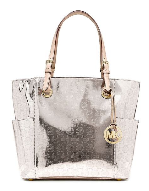 michael kors jet set mirror metallic tote|michael kors medium tote bag.